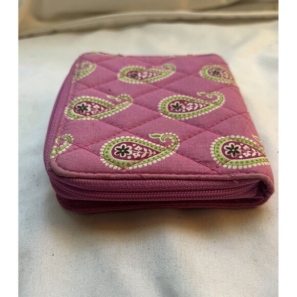 Vera Bradley ID Coin Purse Wallet Pinwheel Pink VGUC 4.5 x 4 Pink Floral - Picture 2 of 6